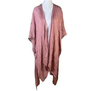 Free People Day Dream Kimono Boho Dusty Pink Gold Sequin Cover Up Lounge M-xl